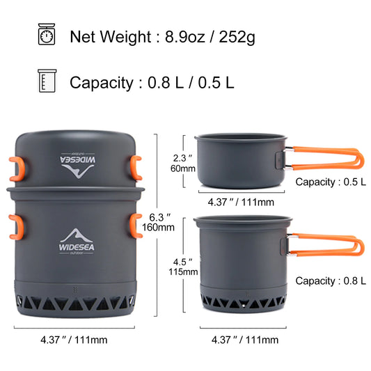 Camping 1.3L 2.3L Cookware Set