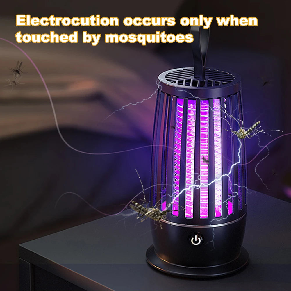 Electric Mosquito Swatter Bug Zapper Trap Lamp USB Rechargeable Outdoor Insect Fly Trap for Home Bedroom Camping Lantern