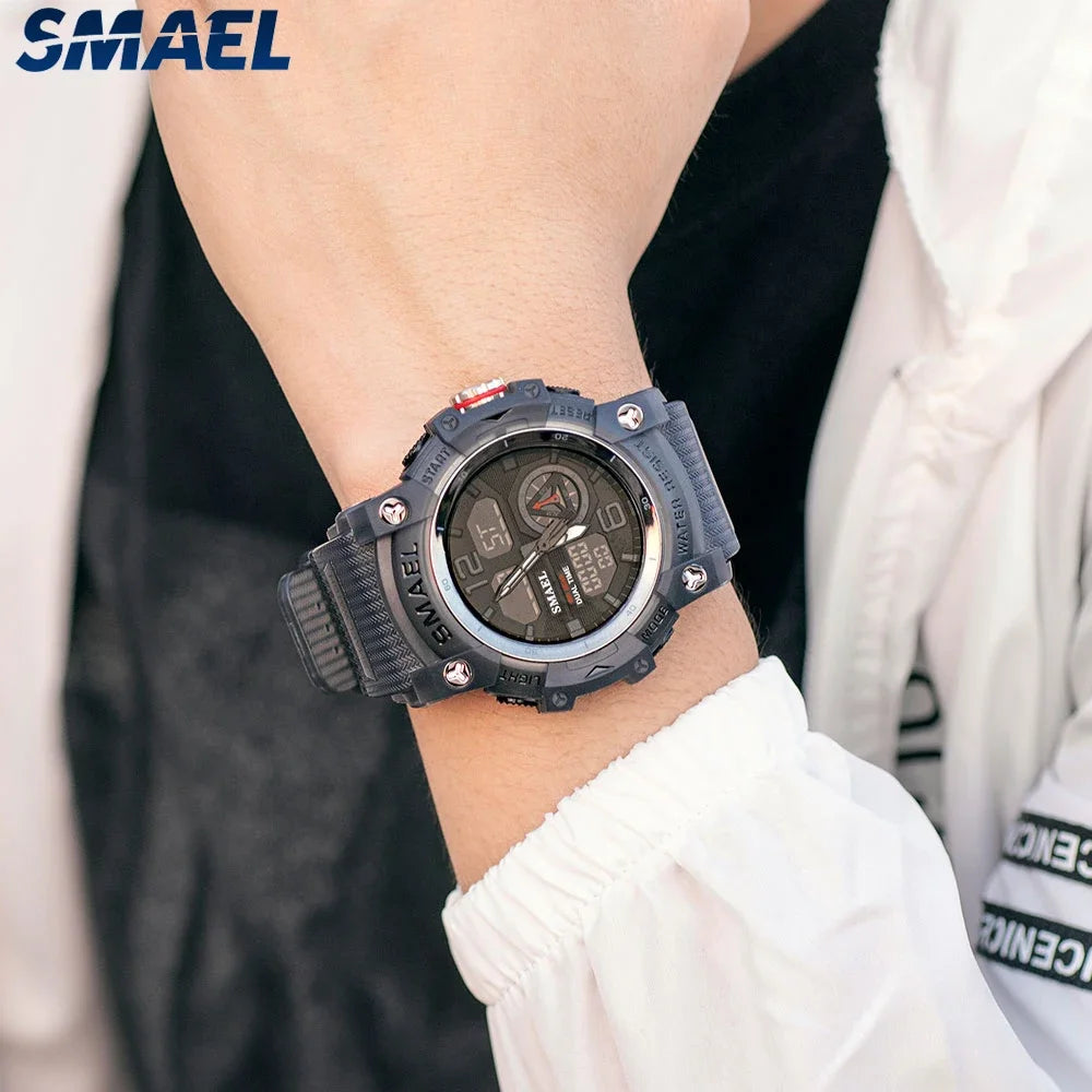 SMAEL 8007  Men's Outdoor Cool Dual Display Waterproof Glow Electronic Watch