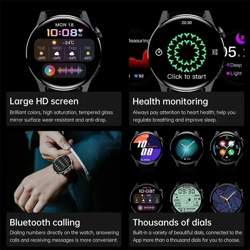 Smart Watch Men 360*360 AMOLED Screen Heart rate Bluetooth Call IP68 Waterproof