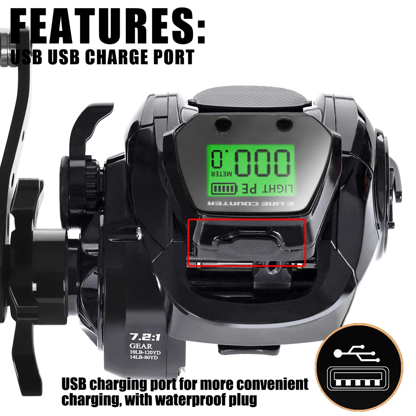 Baitcasting Fishing Reel Electronic Saltwater Waterproof Cast Drum Wheel Casting