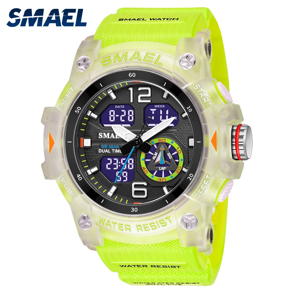 SMAEL 8007  Men's Outdoor Cool Dual Display Waterproof Glow Electronic Watch