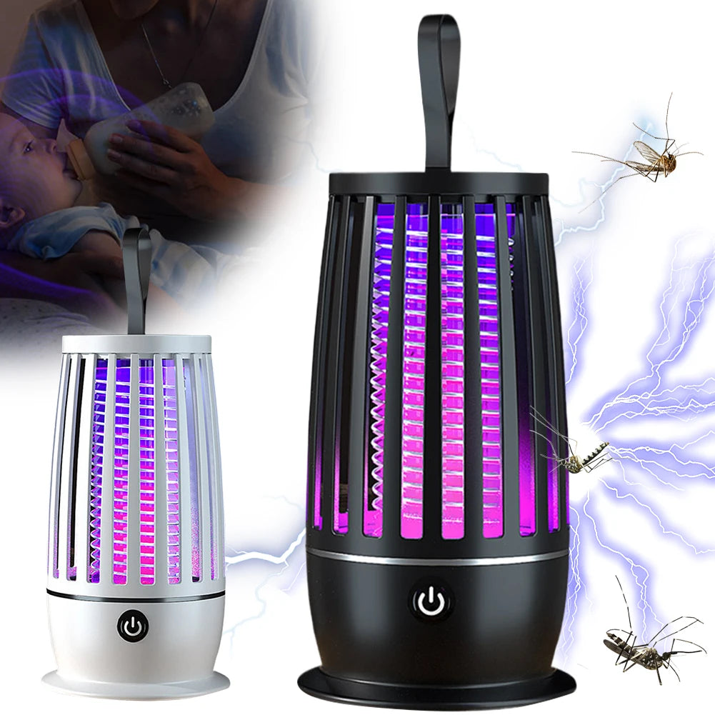 Electric Mosquito Swatter Bug Zapper Trap Lamp USB Rechargeable Outdoor Insect Fly Trap for Home Bedroom Camping Lantern