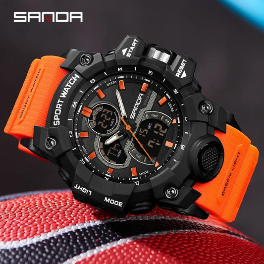 SANDA Men Military Watch Digital 50m Waterproof