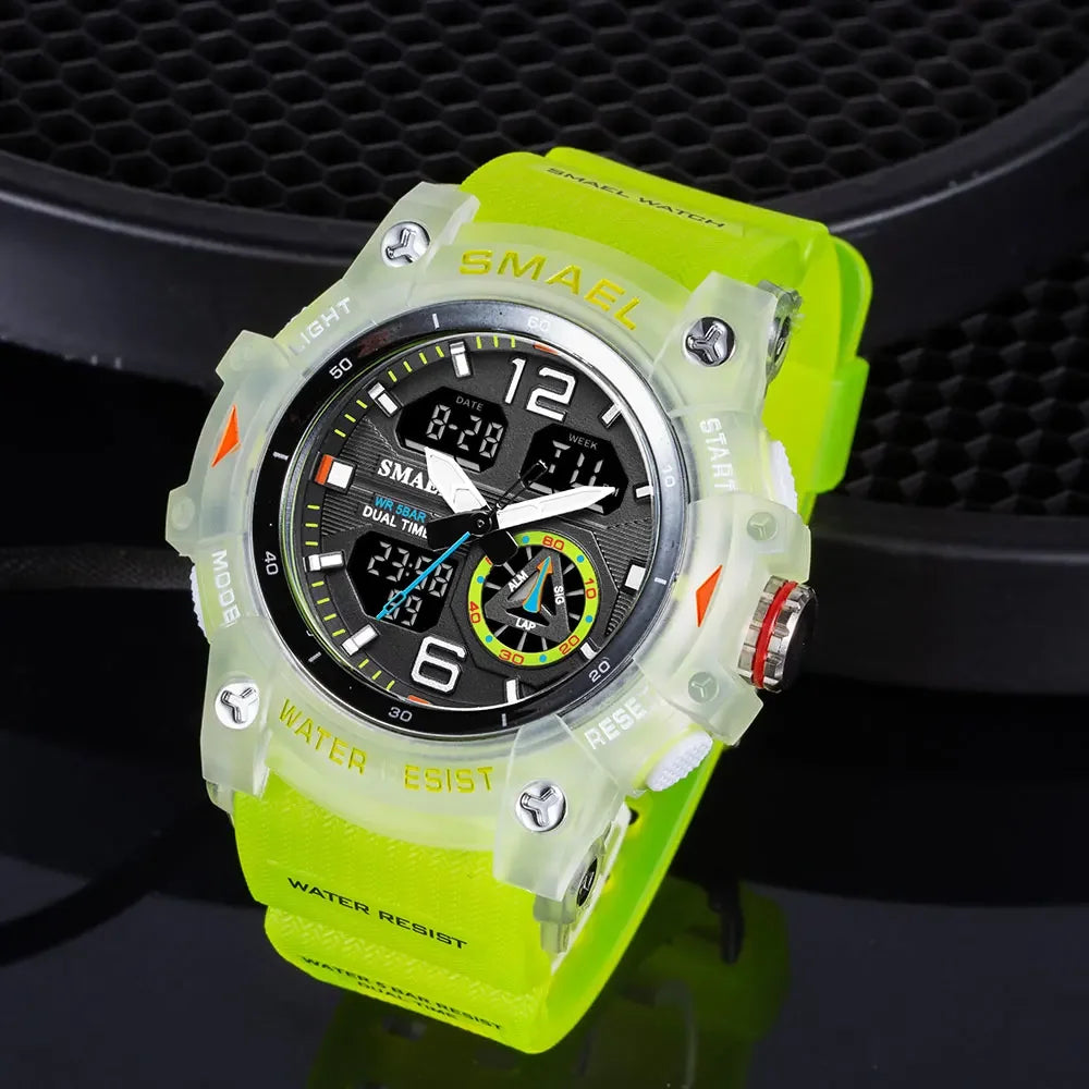 SMAEL 8007  Men's Outdoor Cool Dual Display Waterproof Glow Electronic Watch