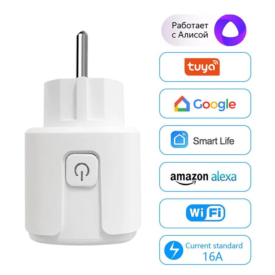 CBE WiFi Smart Plug Sockets 16A EU Plug Tuya Smart Life APP Work with Alexa