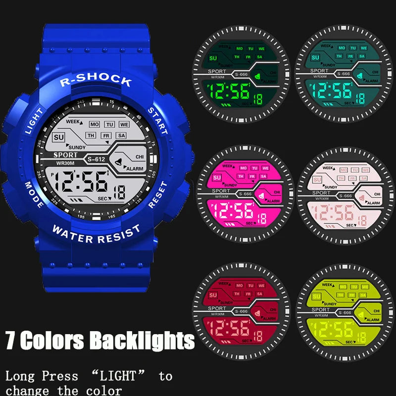 Outdoor Sport Men Watch Multifunction Large Screen LED Electronic