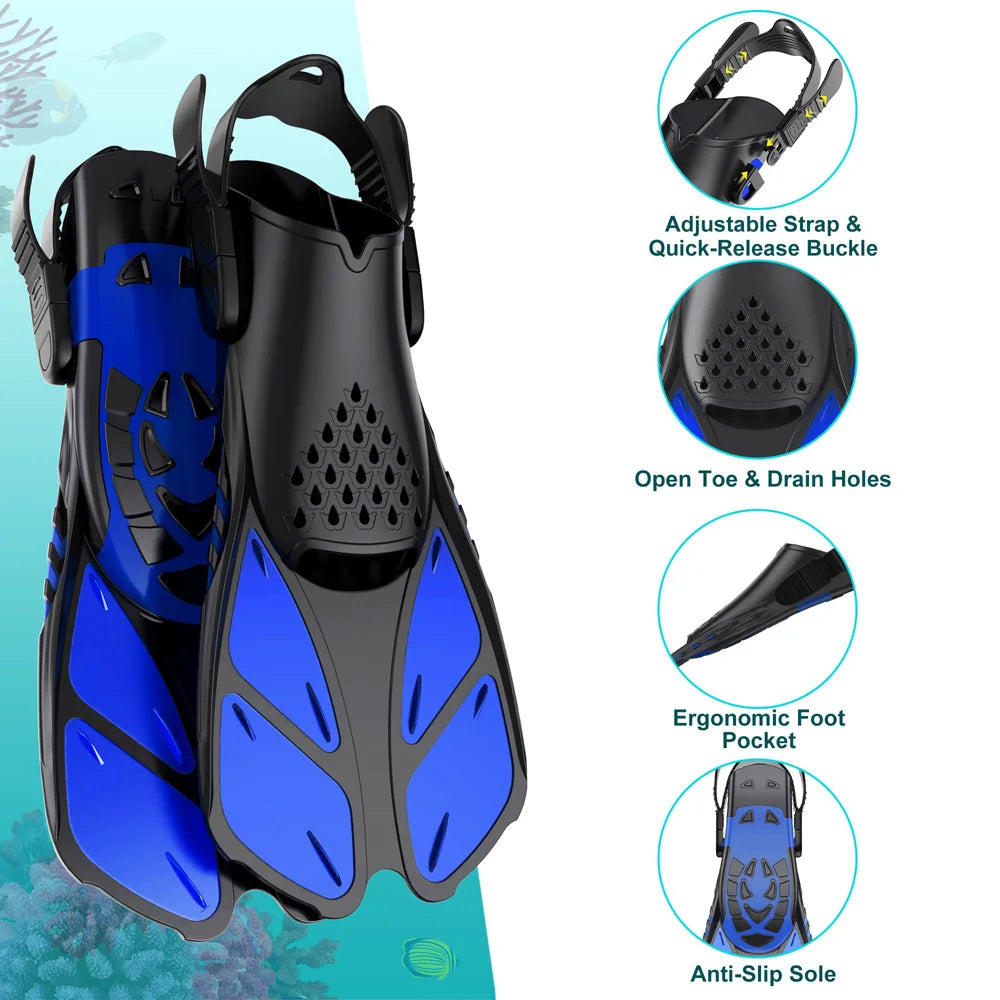 Buckles Swimming Flippers Short Scuba Diving Shoes